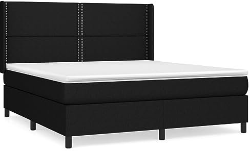 Eleganz Boxspringbett mit Matratze 180x200 cm schwarz Stoff - Modernes Schlafzimmerbett für Erholsamen Schlaf, Luxus Design mit Stauraum