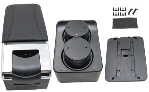 Callume Mittelkonsole Leder Schwarz Passform Armlehne Kompatibel mit VW Polo 9A 9N 2002-2009