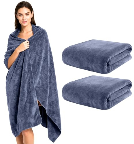 ROTKUSZ 2er Set Badetüch Groß XXL, 100x200cm Saunahandtüch, Extra Großes Badetücher aus Mikrofaser Baumwolle, Badehandtuch Schnelltrocknend, Weich und Saugstark, Dunkelgrau
