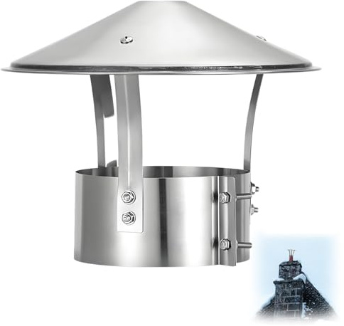 Sombrerete Chimenea de Acero Inoxidable, Tapa de Ventilación Multiusos, Tapa de Lluvia de Techo Redondo, Sombrero de lluvia para Escape, para Cocinas Jardines Estufas de Leña(125mm)