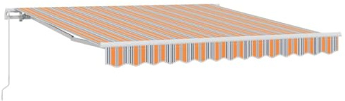 Fisinber Tenda da sole 350 x 250 cm, in poliestere, retrattile, design a righe, robusta, moderna e durevole, per balconi e patio