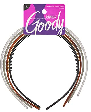 Goody Lot de 4 bandeaux classiques pour femme, transparent/gris/tortue/noir (le style peut varier)