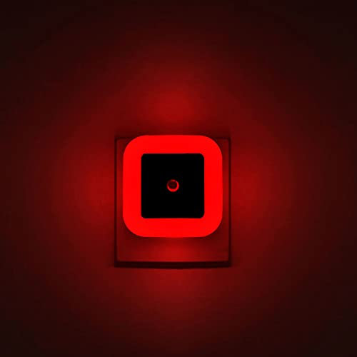 Elsent [ Pack of 4 ] Red LED Night Lights for Sleeping, Plug into Wall Lights with Light Sensor (Unique Pink Cover Design)