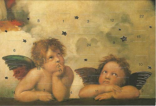 Adventskalenderkarten Engel 4 Stück Nostalgie Weihnachten Grußkarten Goldprägung Kunstkarte