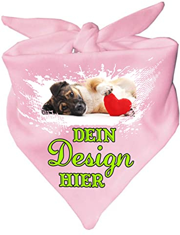 Hunde Dreiecks Halstuch personalisiert mit deinem Wunschmotiv (Fb: rosa) (Gr. 2 (68 cm))