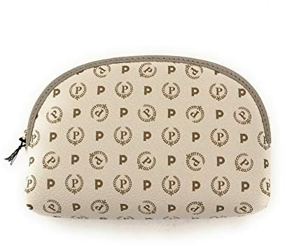 Pollini Damen-Clutch aus PVC und Leder, Elfenbeinfarben – Eiscreme, Reißverschluss-Tasche, Makeup Case, Damen, Ivory
