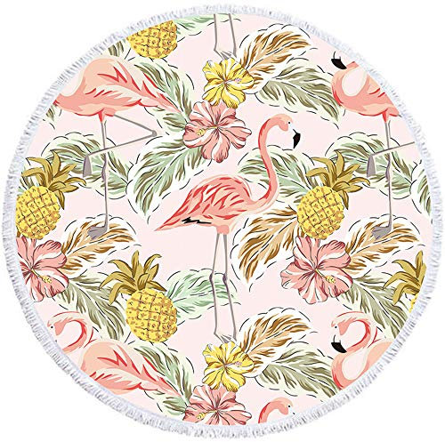 Stillshine. Runde Strandtücher Ananas Flamingo Quaste Runde Strandtuch Strand Yoga Matten Beach Handtuch Badetuch Tapestry Reisen Decke Outdoor 150CM- Rosa (H)