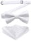 HISDERN Paisley Fliege und Einstecktuch für Herren Weiss Fliege Einfarbig Vorgebundene Herrenfliegen Set für Hochzeit Karneval