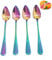 Choary 4 piezas coloridas cucharas de pomelo 6.5 pulgadas metal acero inoxidable pomelo cucharas acero inoxidable cuchara para postre fruta y ensalada