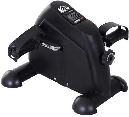 HOMCOM Minibicicleta Estática Pedalier Aparato de Ejercicios Brazos y Piernas Resistencia Ajustable Pantalla LCD 35x40x31cm