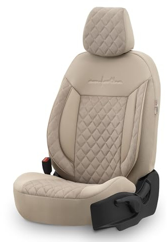 Universelle Samt/Stoff Sitzbezüge 'Comfortline VIP' Crème- 11-Teilig- - kompatibel mit Side-Airbags