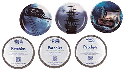 SCHOOL-MOOD Patchy-Set - 6-teilig - Klett-Patchies für Schulranzen und Zubehör (Pirat)