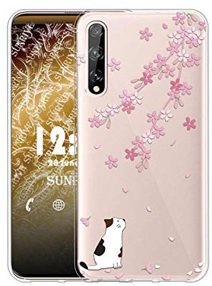 Sunrive Cover Per Huawei P smart S 2020, Custodia Case in molle Trasparente silicone Morbida Flessibile Antigraffio protettiva back custodie(tpu Fiore rosa 2)