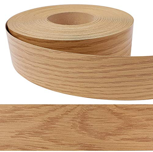 DecoMeister Kantenumleimer mit Schmelzkleber Möbelkantenband Melaminkantenumleimer Umleimer Melamin Bügelkante Dekor für Regalbrett Furnier zum Aufbügeln 40mm x 5m Kantenband Eiche