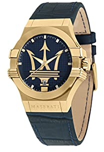 Maserati Herren Uhr, Potenza Kollektion, Quarzwerk, Zeit und Datum, aus Edelstahl, Gelbgold PVD, Leder - R8851108035