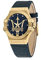 Maserati Herren Uhr, Potenza Kollektion, Quarzwerk, Zeit und Datum, aus Edelstahl, Gelbgold PVD, Leder - R8851108035