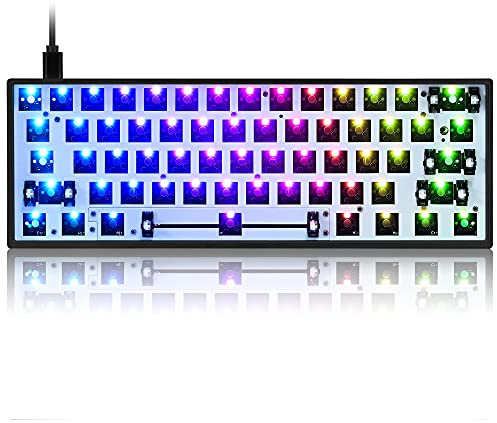 Guffercty kred GK61X PCB Plate Case 60% Keyboard Custom Hot Swappable RGB Keyboard DIY Kit Wired Tyce-C for 3/5 Pin Switch (GK61X Black)