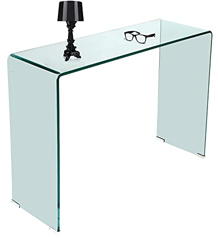 Dmora Console en verre trempé transparent, 100 x 75 x 33 cm.