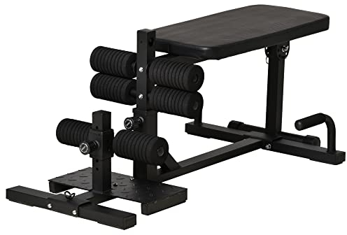 HOMCOM Squat Machine 3-in-1 mit Einstellbarer Höhe, multifunktionale Bauchbank mit Einstellbarer Neigung für Haus und Fitnessstudio, schwarz