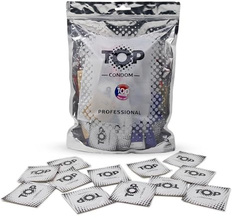 TOP Kondome 100 Stück Packung, Profi Mix, natürlich und gefühlsecht, aus Latex, mit Reservoir, Durchmesser 53 mm, für Männer