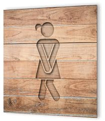 DECOHO - Panneau pictogramme de signalisation · Toilettes Femmes Humoristique | Texture Bois - Marron