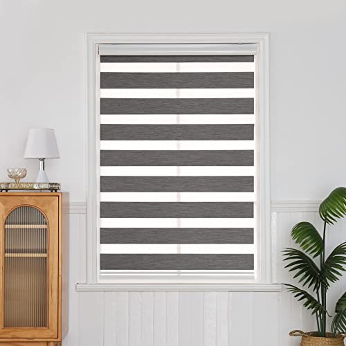 QiBoYuYe Day Night Blind Zebra Roller Blinds Blackout Window Curtain For Bedroom Door Windows Aluminium Cassette Translucent Vision Curtains (Grey Width 45cm X Height 150 cm)