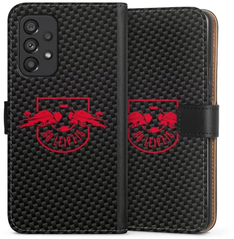DeinDesign Klapphülle kompatibel mit Samsung Galaxy A53 5G Handyhülle aus Kunst Leder schwarz Flip Case RB Leipzig Carbon Offizielles Lizenzprodukt