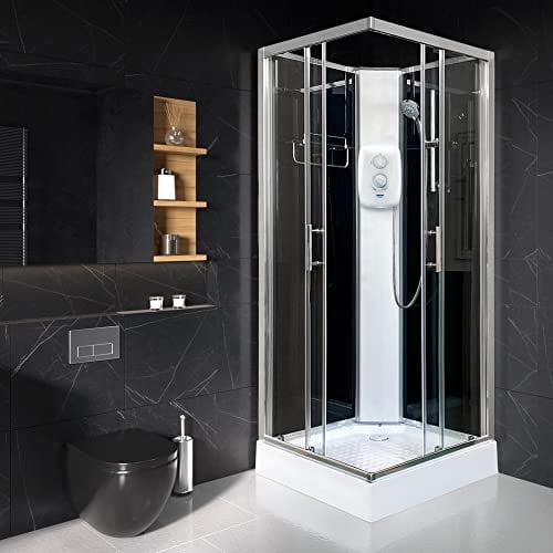 Vidalux Pure E Square 800 x 800 Black Electric Shower Cabin Triton Standard 8.5KW
