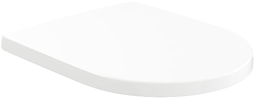 Villeroy & Boch Subway 3.0 WC-Sitz, Toilettendeckel mit Absenkautomatik, abnehmbarer Toilettensitz aus bruchsicherem Duroplast, Klodeckel Original Ersatzteil, D-Form, Weiß Alpin AntiBac, glänzend