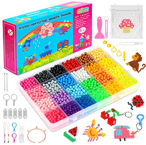 Wasserperlen Nachfüllset für Kinder, 24 Farben 4000 Perlen Magische Wasserperlen, Ungiftig Kit Wasser Refill Bastelperlen mit Kunsthandwerk Zubehör für Anfänger DIY Spielzeug