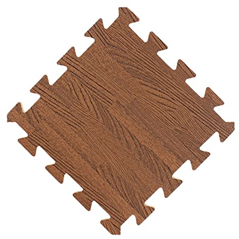 Schaumstoff-Bodenfliesen, 30 X 30 cm, Ineinandergreifende Bodenmatten, Wasserdichter Fitness-Bodenbelag, Puzzlematten Mit Holzmaserung Für Bodenübungen, Bodenschaummatte(Size:9PCS,Color:Braun)