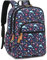 Leaper Stilvoller Schulrucksack für Mädchen und Damen, Laptop-Rucksack, wasserabweisend, Reisetasche, Schulranzen, College-Rucksack, Büchertasche, Dunkelblauer Delfin, Large-more layers-15.6,