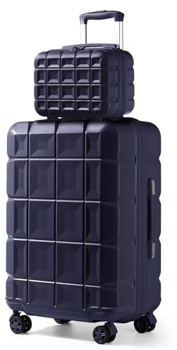 KONO Gepäck-Sets Kofferset 2 Teilig Groß Koffer mit Beautycase (72cm+Kosmetikkoffer, Dunkelblau)