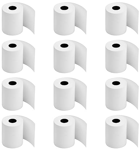 Wisebom Thermopapierrollen 12 Rollen Kassenrollen 57mm x 50mm x 19m Bonrollen für Bankomat Thermorolle für Kassen Cash Thermorollen Kredit-Kartenlesegeräte