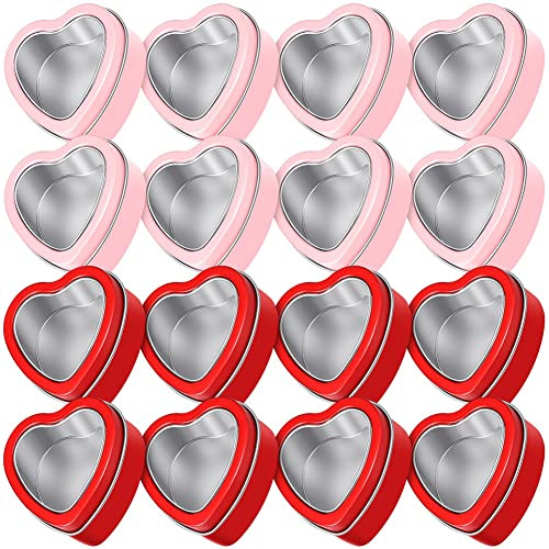 RUANI 16 Metalldosen in Herzform Bonbonschachtel Geschenkbox mit Deckel Metalldosen Kerzengläser Leere Geschenkboxen Rote und Rose