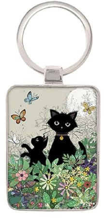 KIUB Porte clef avec des chats - chat et chaton au jardin - collection BUG ART