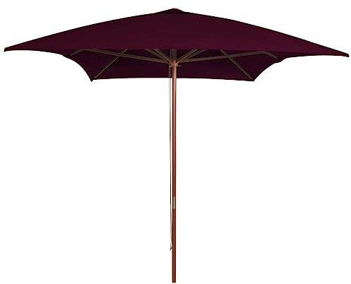 Parasol avec mât en bois bordeaux 200 x 300 cm, 313758