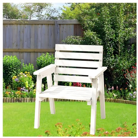 ZHENGQIAN Parkbank aus massivem Holz, Gartenbank im Innenhof, 2-3-Sitzer-Parkbank, wetterfestes Holz mit Rückenlehne, wetterfest und stabil, kann 360 kg tragen(B,60cmx65CM/23.6x25.6IN)