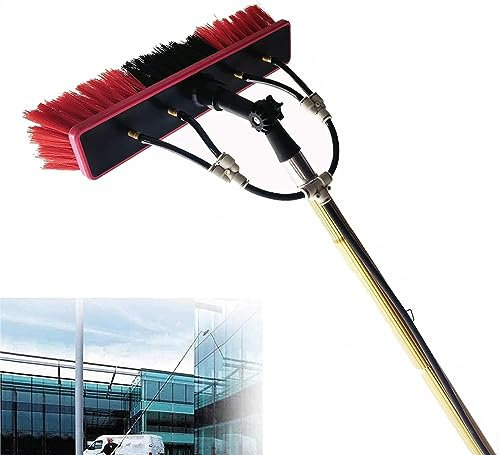 OTHZON Teleskopstange zum Fensterputzen, ausziehbare Bürste mit Wasserzufuhr zum Reinigen von Photovoltaikmodulen auf Wintergartendächern/zum Fensterputzen (5,4 m/18 Fuß)
