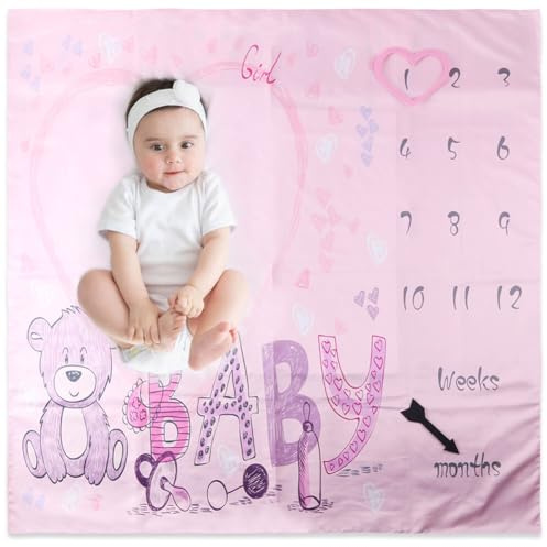 LICHENGTAI Baby Meilenstein Decke, Wochenwachstumsdecke mit Tiermuster Jungen und Mädchen Baby Monatliche Meilenstein Decke für Säuglinge und Neugeborene