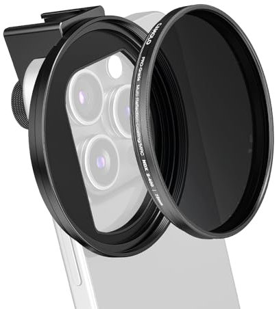 CAMOLO 72mm Phone ND Filter, Filter Adapter with Cold Shoe Mount,72mm Polfilter Filters Universell Polarisationsfilter Handykamera CPL, Compatible with iPhone 12 13 14 15 Pro Serie Samsung Galaxy