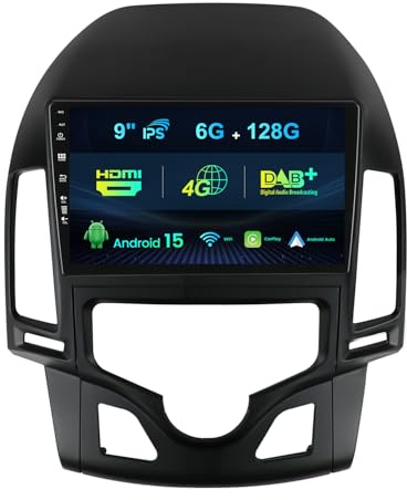 MISONDA Integrado Dab+/4G Android 15 Autoradio para Hyundai I30 2006-2011 Cámara y micrófono Gratis 6G+128G Autoradio con WiFi/Carplay/DSP/RDS IPS 9 Pulgadas Doble DIN
