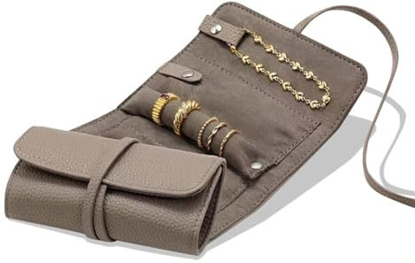 LVUNZJCA Schmuck Organizer Rolle Schmuckrolle, PU-Leder, tragbarer, Faltbarer Schmuck-Organizer, Schmuckbeutel für Reisen