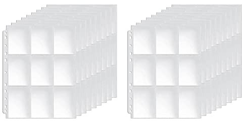 Guihydur 100X Doppel Seitige Sammel Karten Seiten HüLlen 9 Pocket Durchsichtiger Kunststoff Spiel Karte Beschützer für Fit 3 Ring Binder