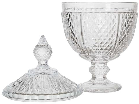 HOME DECO FACTORY, KA0543, Porta Caramelle di Design in Vetro Trasparente, Forma Diamante, Ideale per Caramelle e Oggetti Decorativi, Altezza 31 cm, Colore Trasparente, Design Assortiti