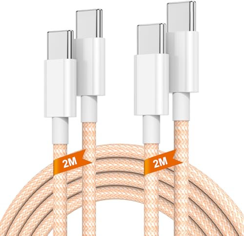 2Pack 2M iPhone 17 16 15 USB C to USB C Charger Cable, 60W Type C Fast Charging Wire Lead Long for Apple iphone 17 Pro Max/17 Air/16/16 Pro/15 Plus/15/Samsung Galaxy S24+/S23 Ultra/MacBook Pro/iPad