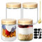 NZZVNZ Vasetti per Yogurt 4 Pezzi 480mL, Overnight Oats Jar Confezione, Barattoli Vetro con Coperchio a Vite, Barattoli Vetro con Coperchio Per Insalata Frutta, Ogurt, Chutney, Marmellata, Spezie