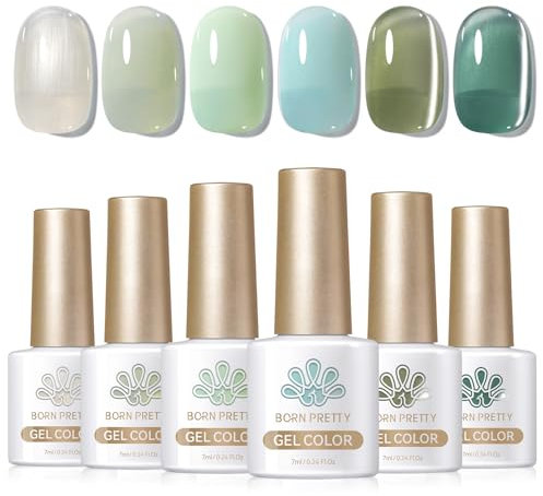 Born Pretty UV Nagellack Jelly Grün Glitzer Magnetisch Gel Nagellack UV Frühling Sommer Transparent Cat Magnetic Eye Gel Maniküre und Nagelkunst DIY zu Hause