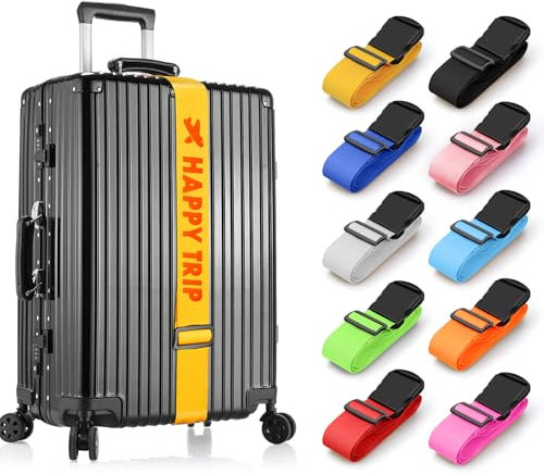 Personalisierte Koffergurt mit Namen, 1 Stück - Stickerei kofferband Gurt Auffällig & Sicher, Bunt Gepäck Identifikation für Große & Kleine Reisekoffer, TAS Koffer Bänder Gepäckband ideal über Kreuz