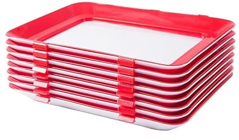 4 Stück Stretch Frischhalte-Tabletts Kreative Lebensmittelkonservierung Tablett Vakuum Frischhalte-Tablett mit elastischer Folienschnalle Dichtung Aufbewahrungsbehälter Set Küchenhelfer Stretch